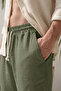 Lightweight and Comfortable Wide-Legged Muslin Shorts - Khaki - 3