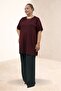 68507 Large Size Long Slim Modal T-Shirt - Burgundy - 5