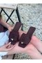 Brown Suede (Kless) Buckle Detail Women's Slippers