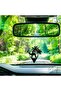 Rearview Mirror Hanging Pendant - Wood - Black (Camel & Palm Trees in Triangular Frame) - 2