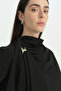 Brooch and Flounce Skirt Blouse Stylish Set - Black - 2
