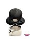 Women's Sun-Protective Straw Beach Hat with Adjustable Velcro Bow Detail on the Back and Stripes - 3
