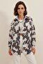 Women's Basic Oversize Patterned Cotton Black Shirt