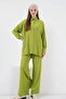 Women's Buttoned Green Hijab Suit - 2