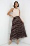 Women's Patterned Chiffon Brown Skirt