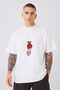Men's Oversize T-Shirt Turkish Bear Printed White – Crew Neck, Comfortable Fit, 100% Cotton