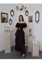 Women's Layered Ruffled Strapless Dress with Waist Belt Detail - 3