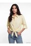 Yellow Tie-Waist Striped Women's Shirt