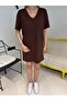 Coffee V-Neck Modal Dress - 3