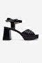 Lisbon Black Leather Cross-Strapped Women's Platform Heeled Shoes - 4