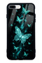 iPhone 7 Plus - 8 Plus Turquoise Galaxy Butterfly Design Glossy Phone Case