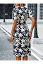 Women's short sleeve v neck floral pattern midi atlas dress - 3