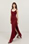 Burgundy Lace Midi Dress - 2