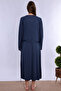 Maternity Nightgown Set with Nursing Feature and Cotton Dressing Gown Effortt - Navy Blue - 4