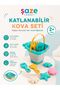 Collapsible Bucket Beach Set 2+ Age Kids Sand Toy Set Shovel Rake Sea Creatures Molds Portable Bucket Set - 5