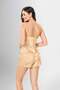 Women's 3-Piece Patterned Short Sleeve Dressing Gown Back Detailed Blouse-Shorts Pajama Set - 3