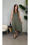 Women's Strappy V-Neck Viscose Maxi Dress with Ring Detail and Asymmetrical Cut - 2