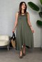 New Season Women's Strappy V-Neck Ring Detailed Asymmetrical Cut Detailed Viscose Maxi Dress - 3