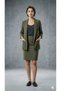 Straight Midi Skirt and Double-Breasted Jacket Summer Business Style Khaki Two-Piece Set - 2