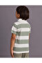 Boys Green And White Striped Polo T-shirt - 3