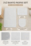 Cream 3-Piece Large Size Bathroom Rug Mat Set Non-Slip Leather Based Washable Toilet Set Venisa - 3
