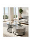 Round Coffee Table Set with Storage Drawers - Durable Metal Frame - Easy Assembly for Living Room Black gray