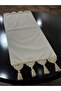 Runner Tablecloth Plaid Fabric Knitted Lace Tasseled Cream Brown 40X100 cm - 6