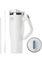 Temp Guard Vacuum Insulated Travel Mug – 180° Rotating Handle, 24H Cold & 12H Hot Retention, Leak-Proof Lids