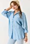 Women's Belted Comfortable Cut Shirt Blue - 3