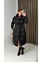 Women's Black Belted Stand Collar Thick Puffer Coat