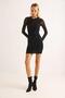 Women's Tulle Drape Detailed Women's Black Mini Dress Green - 2