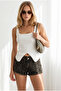 Women's White Double Layer Asymmetrical Blouse with Accessory Detail on the Front Blz-19003400