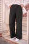 Women's Elastic Waist Wrinkle Detail Trousers Black - 3