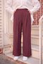 Women's Elastic Waist Wrinkle Detail Trousers Burgundy