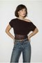 Women's Bitter Brown Boat Neck Waist Fitted Lace Detailed Sandy Cotton Blouse Öb261043 60286359 - 3