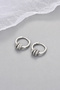 Silver Hoop Earrings with Zircon Stone Detail for Women - 3
