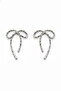 White Color Bow Design Forged Textured Women's Earrings
