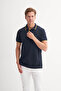 Slim Fit Navy Blue Men's Polo Neck T-Shirt 46140