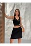 Women's Black Lace-Up Knitwear Skirt Yvz600 - 5