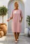 Powder Kayık Collar 3/4 Sleeve Pocketed Casual 100% Linen Woven Dress 102 61 - 4