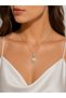 316L Steel Chain Silver Color Zircon Stone Design Gold Color Heart Necklace - 2