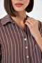 Women's Striped Oversize Short Shirt 1351 - Brown - 5
