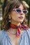 Floral Patterned Red-Pink Bandana Scarf 50X50 - 2