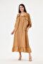 Camel Italian 100% Linen 2-Piece Suit with Mesh Shoulders and Collar Jacket Long Dress Size 38 - 44 - 2