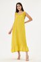 Mustard Italian 100% Linen Shoulder and Collar Mesh Detailed Jacket 2-Piece Set Long Dress 38 - 44 Size - 4