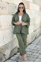 Hooded Foldable Sleeve Pocket Thin Jacket Waist Elastic Pocket Pants Plus Size Muslin Suit - 2