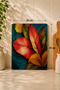 Glass Cutting Board 25X35 cm Leaf Patterned Decorative Presentation and Cutting Board with Non-Slip Feet - 2