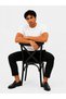 White Crew Neck Hair Braid Patterned Short Sleeve Slim Fit Men's T-Shirt - 4