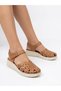 Genuine Leather Tan Orthopedic Sandals Suitable for Heel Spurs, 3 cm Heel, Closed Toe Women's Sandals - 5