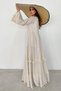 Women's Bohemian Hijab Dress Oversize Tassel Scallop Bead Detailed Flounce Ruffle Long Summer Dress - 3